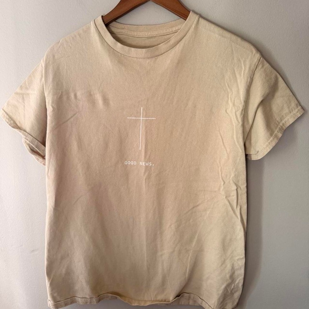 HWLF Good News Tee in Cream Christian Tee